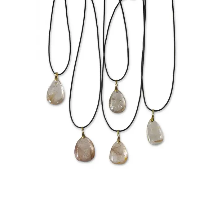 Gold Rutil Kuvars Doğal Taş Kolye 442-3