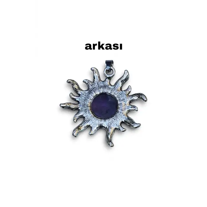 Güneş Motifli Ametist Kolye 421-4