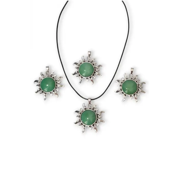 Güneş Motifli Aventurin Kolye 410-6