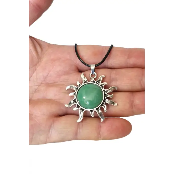 Güneş Motifli Aventurin Kolye 410-6
