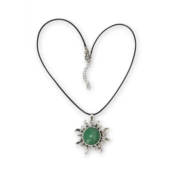 Güneş Motifli Aventurin Kolye 410-6