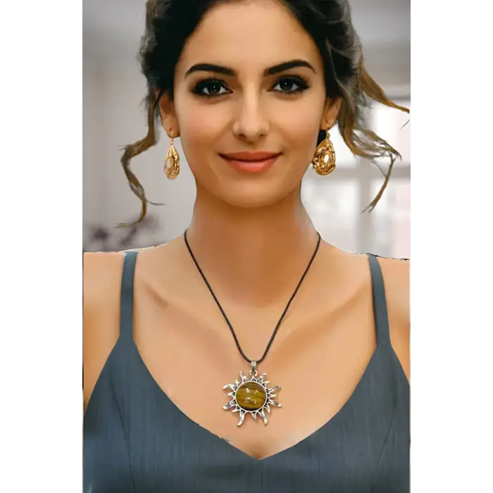 Güneş Motifli Kaplangözü Kolye 465-4