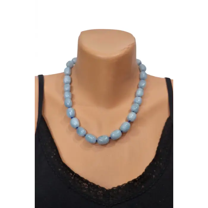 İri Taşlı Akuamarin Kolye Fonksiyonel Ayarlanabilir Tasarım 458-3