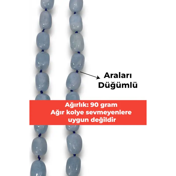 İri Taşlı Akuamarin Kolye Fonksiyonel Ayarlanabilir Tasarım 458-3