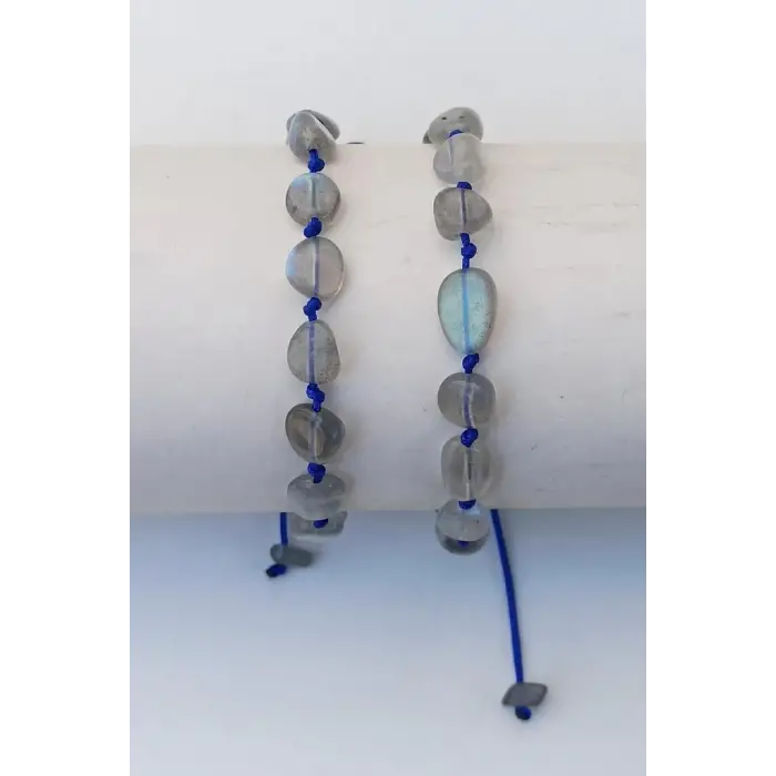 Işıltılı Labradorit Bileklik Makrome Ayarlı 410-3