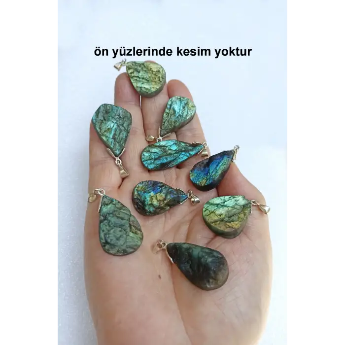 Işıltılı Labradorit Kolye Ucu Gümüş Malzemeli 408-3