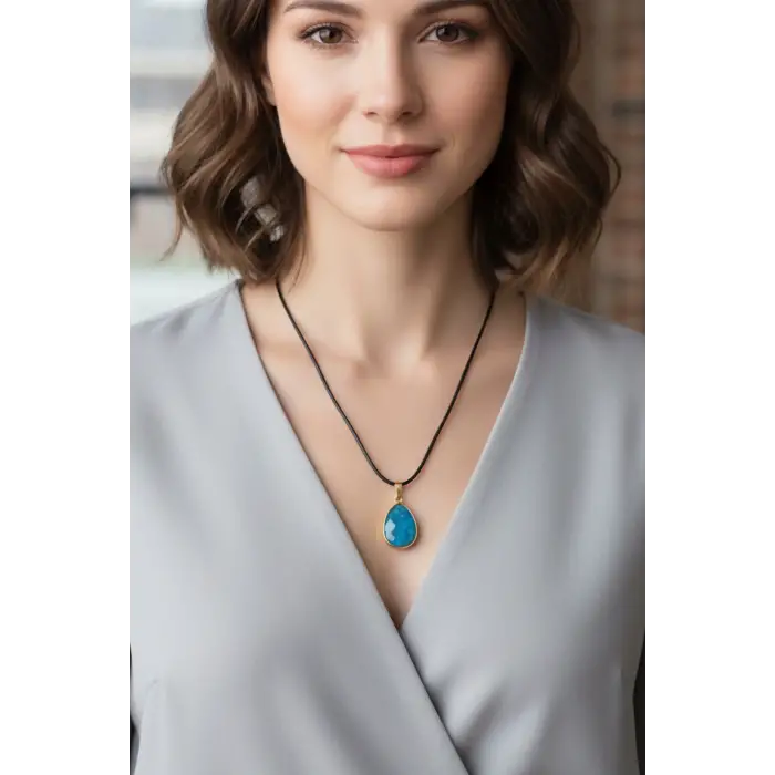 Kaliteli Apatit Doğal Taş Kolye 301-4