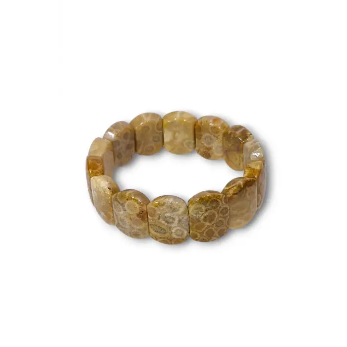 Kaliteli Fosil Mercan Bileklik Doğal Desenli 107-3