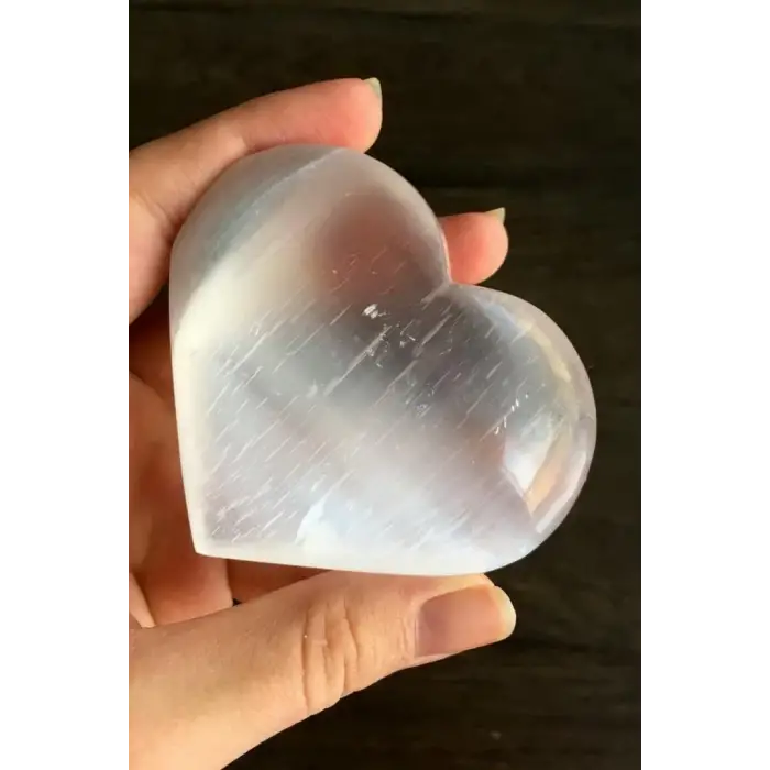 Kalp Kesim Beyaz Selenit Masaj Terapi Taşı