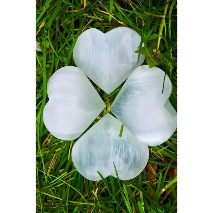 Kalp Kesim Beyaz Selenit Masaj Terapi Taşı