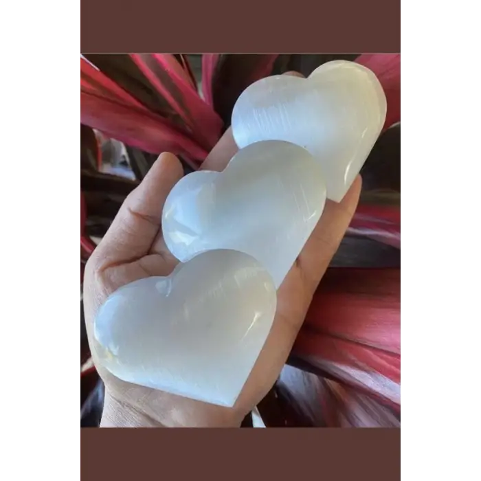 Kalp Kesim Beyaz Selenit Masaj Terapi Taşı