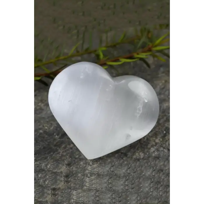 Kalp Kesim Beyaz Selenit Masaj Terapi Taşı