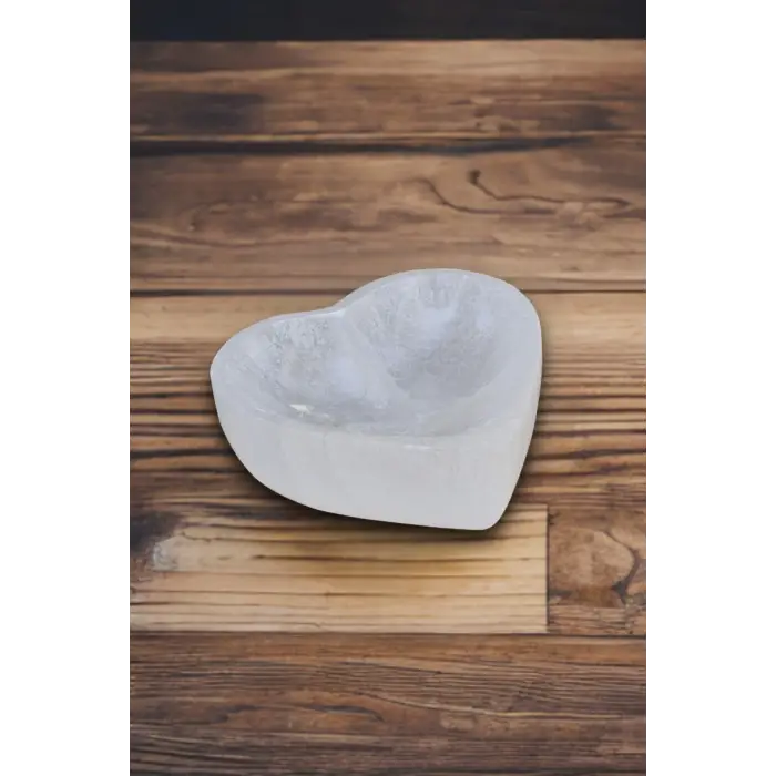 Kalp Kesim Enerji Çanağı Beyaz Selenit Küçük Kase 46KK