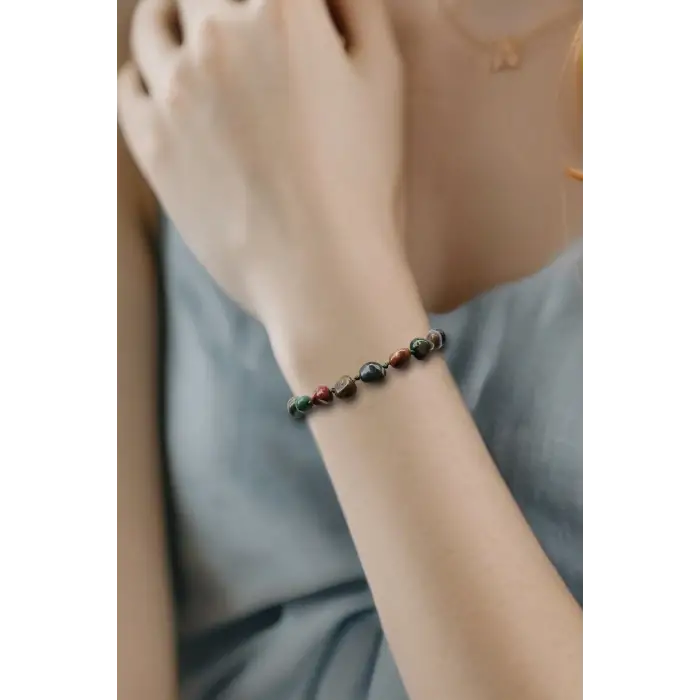 Kan Taşı Bileklik Makrome Ayarlı 675-6