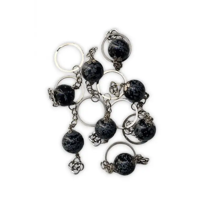 Kar Tanesi Obsidyen Taşı Anahtarlık 126-2