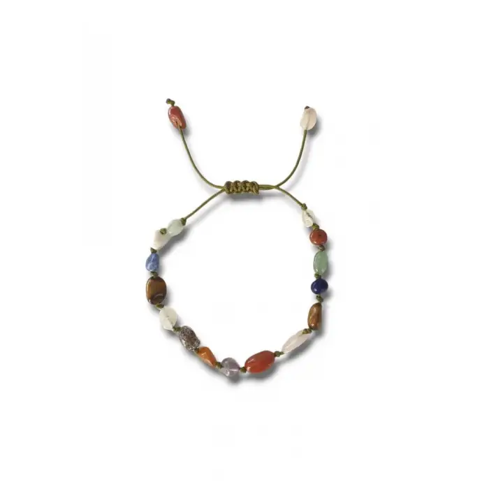 Karışık Doğal Taş Bileklik Makrome Ayarlı 444-6