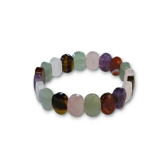 Karışık Taşlı Elastik Bileklik Ametist Akik Aventurin Pembe Kuvars Kaplangözü 452-2