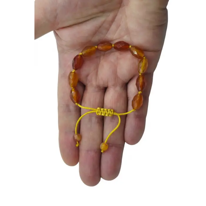 Karnelyan Akik Bileklik, Makrome Ayarlı 466-2