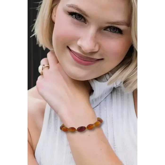 Karnelyan Akik Bileklik, Makrome Ayarlı 466-2