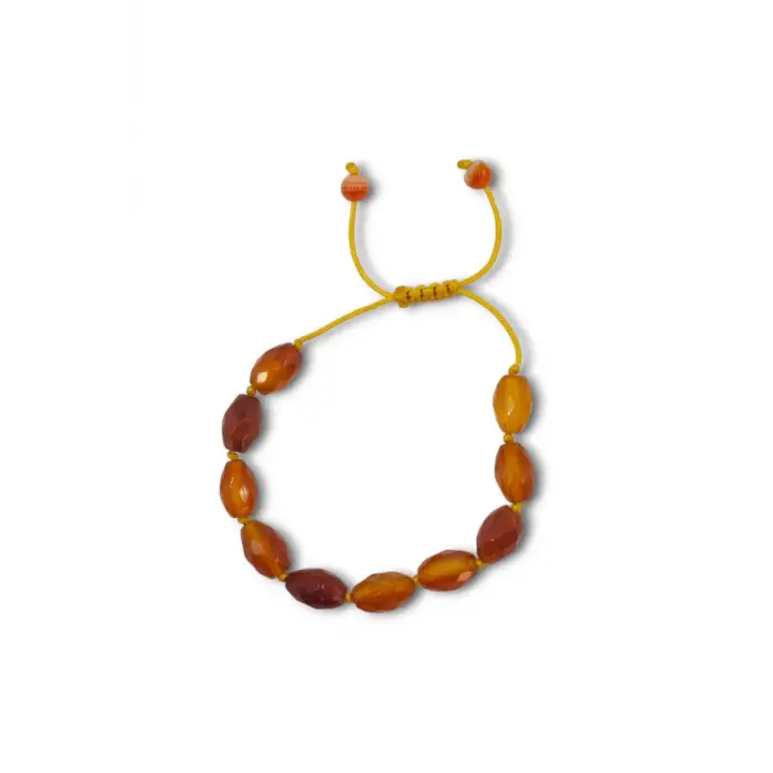 Karnelyan Akik Bileklik, Makrome Ayarlı 466-2