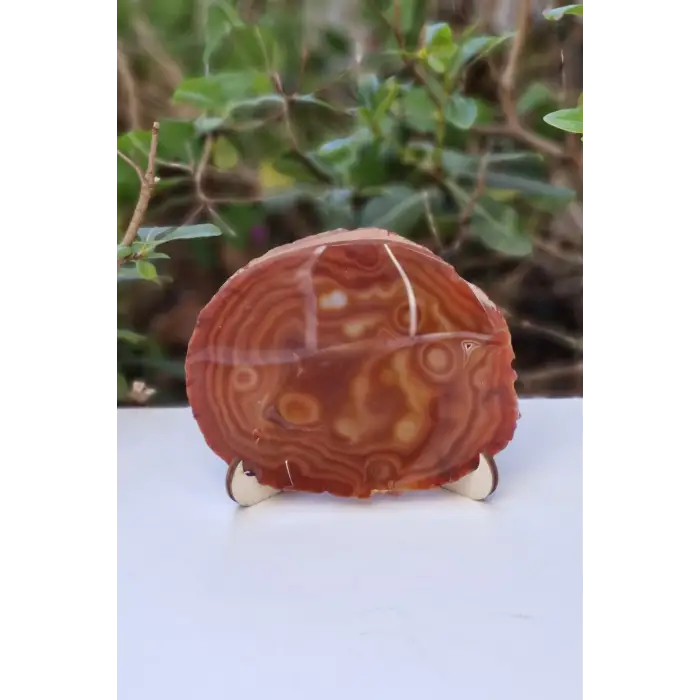 Karnelyan Akik Dekoratif Standlı Plaka 18-1