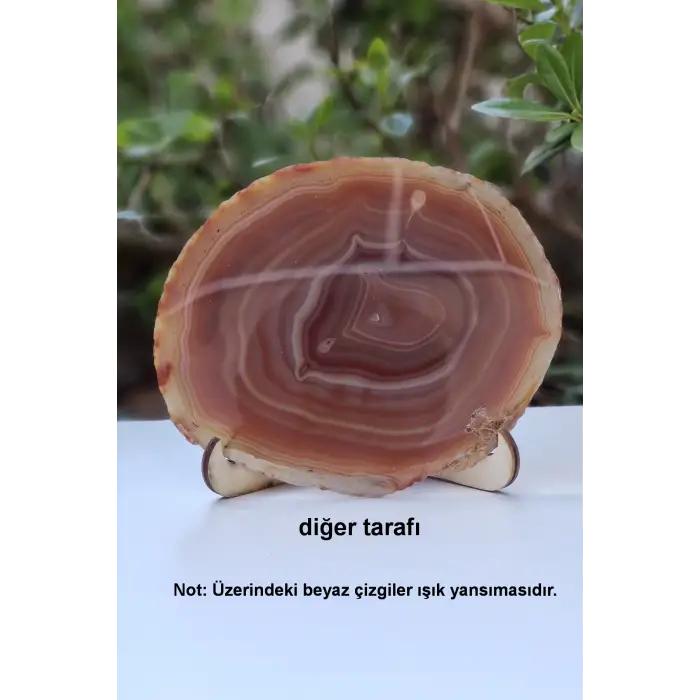 Karnelyan Akik Dekoratif Standlı Plaka 18-5