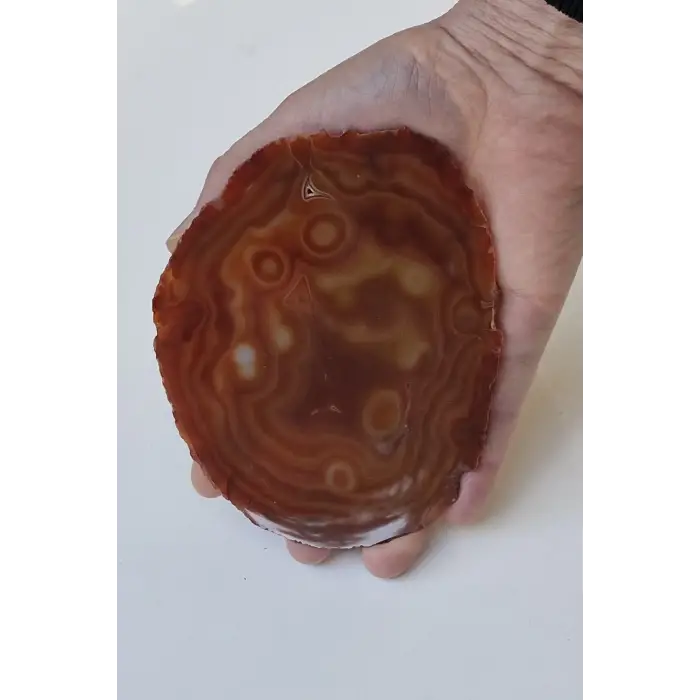 Karnelyan Akik Dekoratif Standlı Plaka 18-1