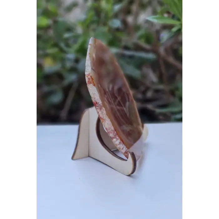 Karnelyan Akik Dekoratif Standlı Plaka 18-5