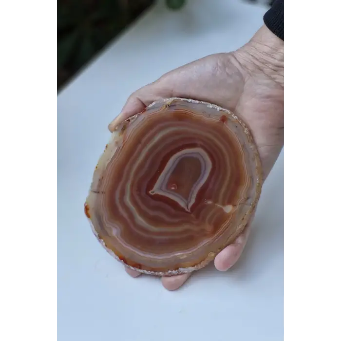 Karnelyan Akik Dekoratif Standlı Plaka 18-5