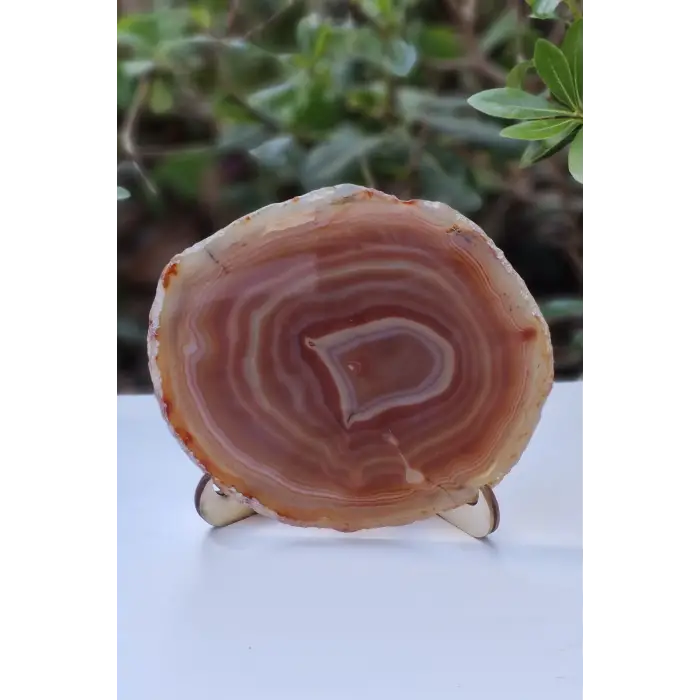 Karnelyan Akik Dekoratif Standlı Plaka 18-5