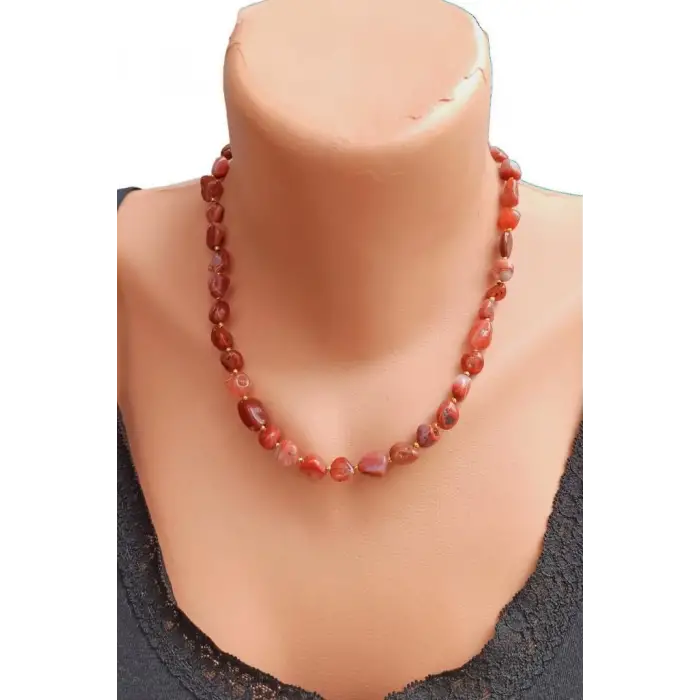 Karnelyan Akik Kolye Doğal Taş 429-3