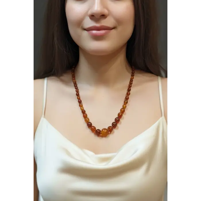 Karnelyan Akik Kolye - El İşi Süzme Tasarım 413-5