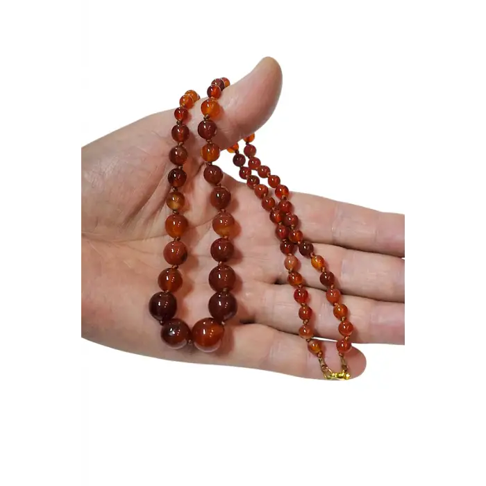 Karnelyan Akik Kolye - El İşi Süzme Tasarım 413-5