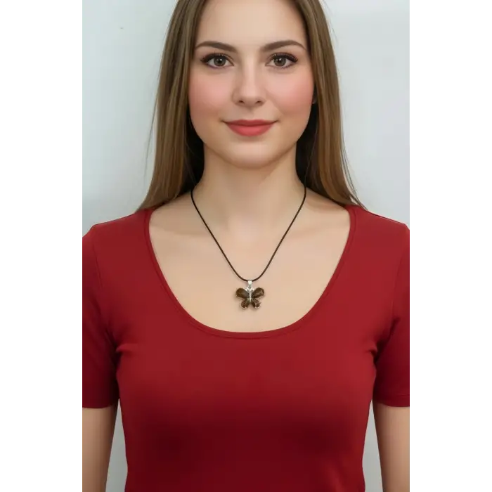 Kelebek Motifli Kaplangözü Kolye 470-4