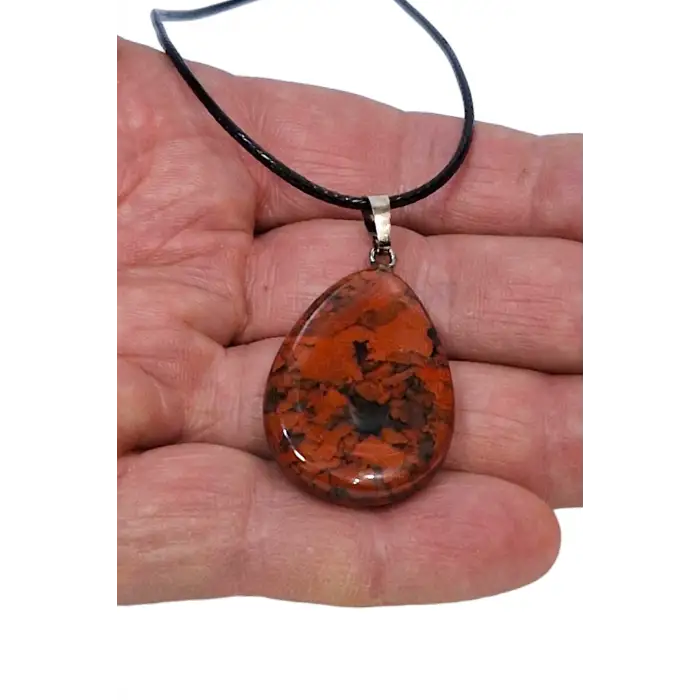 Kırmızı Jasper Doğal Taş Kolye 628-4