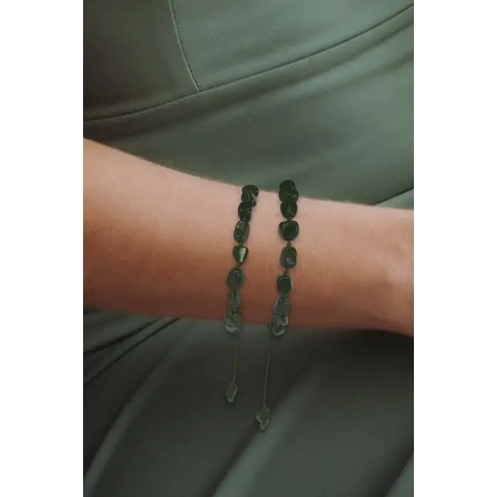 Koyu Yeşil Yıldıztaşı Bileklik Makrome Ayarlı 678-2