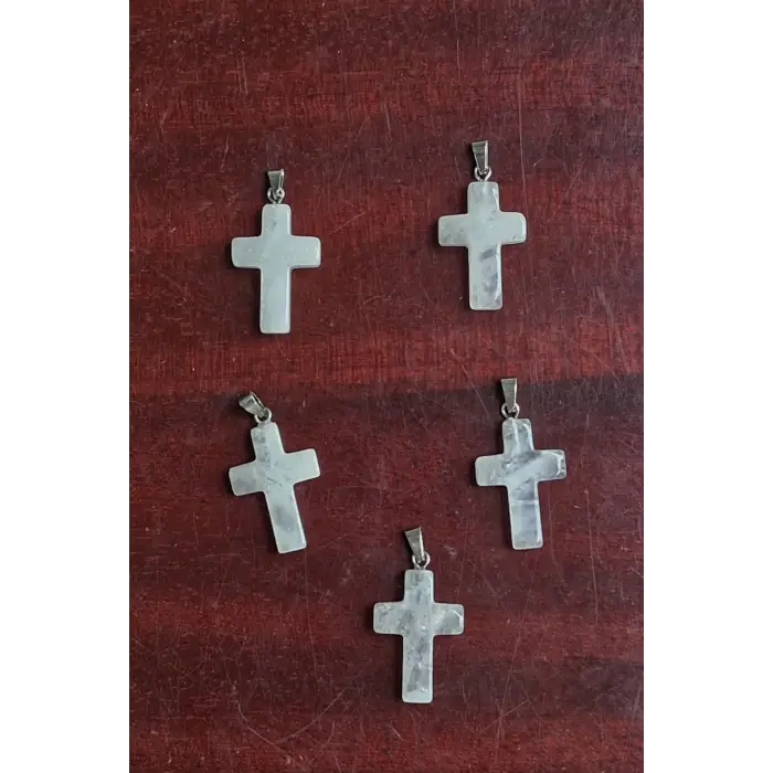 Kristal Kuvars Haç Kolye 104-6