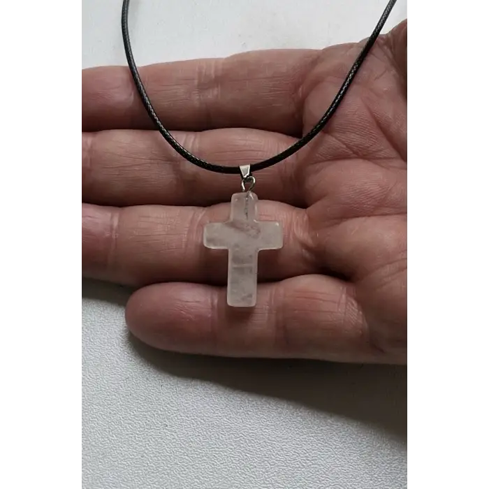 Kristal Kuvars Haç Kolye 104-6