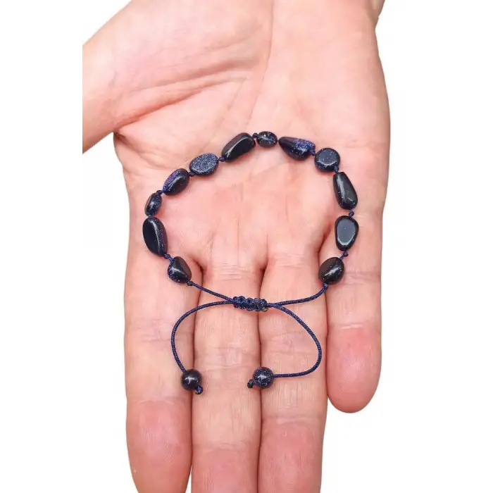 Lacivert Yıldıztaşı Bileklik Makrome Ayarlı 418-4