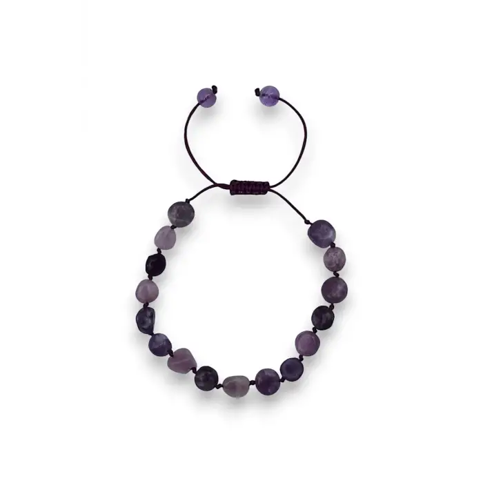 Lepidolit Taşı Bileklik Makrome Ayarlı 645-3