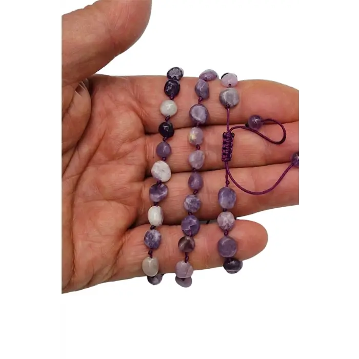 Lepidolit Taşı Bileklik Makrome Ayarlı 645-3