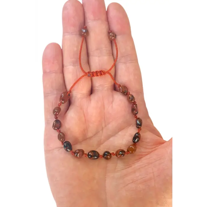Mahagony Obsidyen Bileklik Makrome Ayarlı 334-6