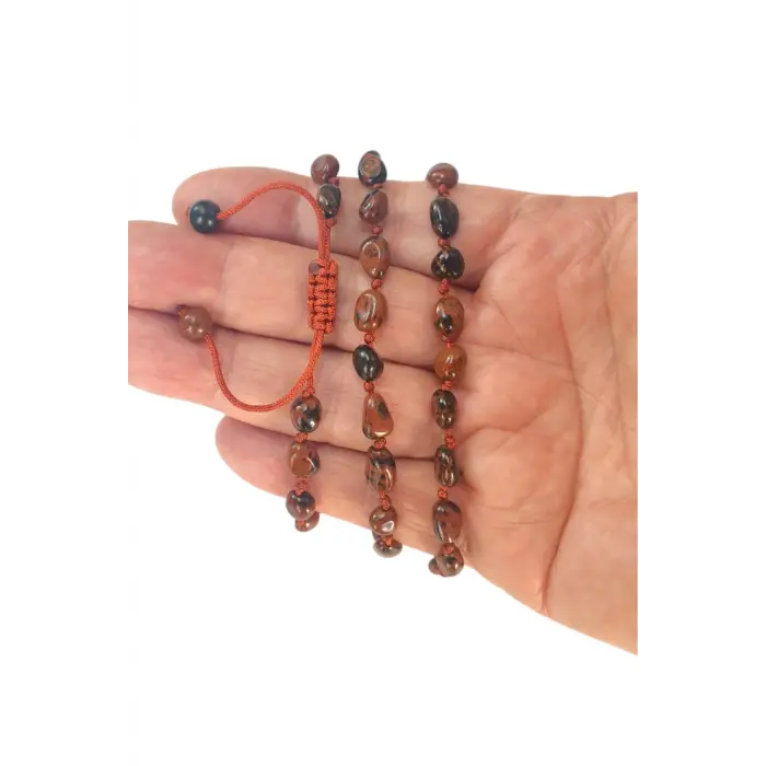 Mahagony Obsidyen Bileklik Makrome Ayarlı 334-6