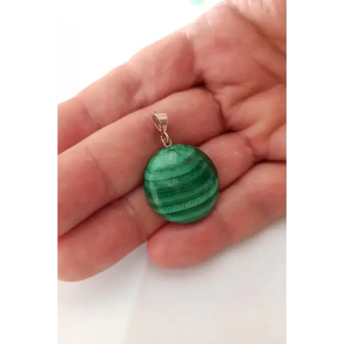 Malahit, Malakit Kolye Ucu Gümüş Malzemeli 400-M4