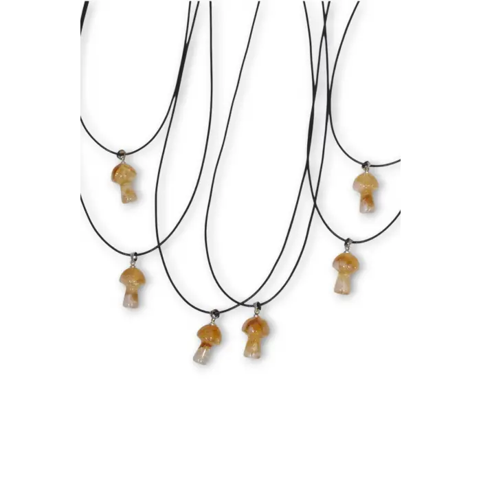 Mantar Şeklinde Sitrin Doğal Taş Kolye 300-4