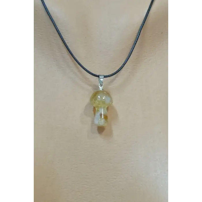 Mantar Şeklinde Sitrin Doğal Taş Kolye 300-4