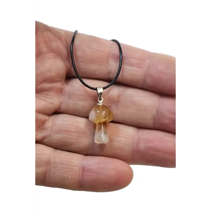 Mantar Şeklinde Sitrin Doğal Taş Kolye 300-4