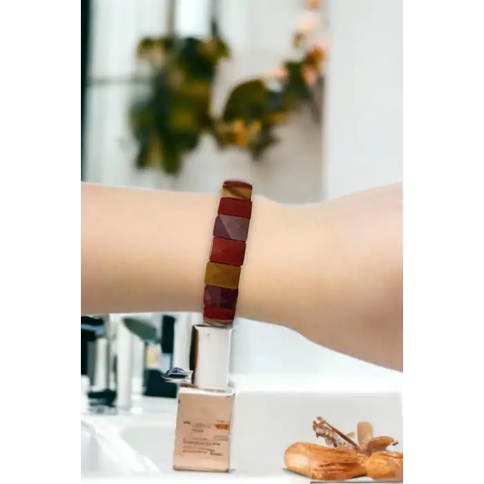 Mokait Jasper Bileklik Faset Kesim Elastik Yapılı 332-1