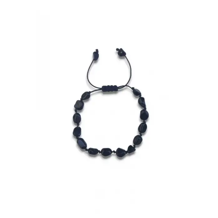 Obsidyen Bileklik Makrome Ayarlı 465-2