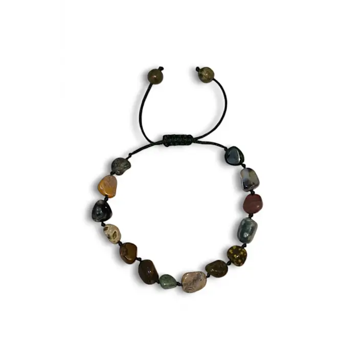 Ocean Jasper Doğal Taş Bileklik Makrome Ayarlı 633-2